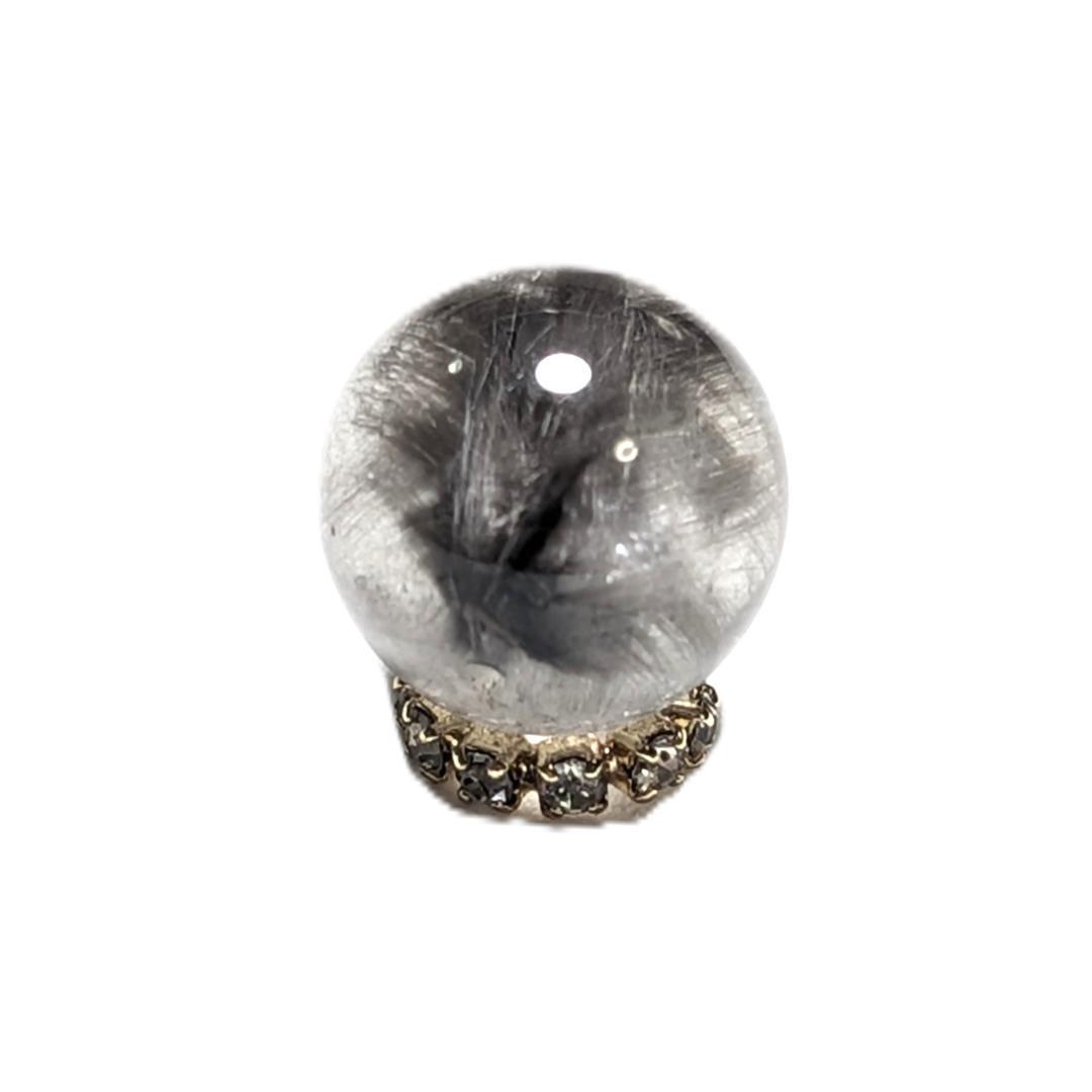 【美しすぎる1粒】プラチナルチルクォーツ 一点物 11ミリ 粒売り 貫通穴あり