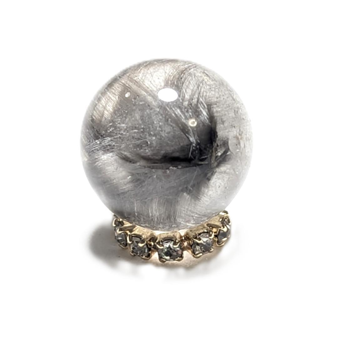 【美しすぎる1粒】プラチナルチルクォーツ 一点物 11ミリ 粒売り 貫通穴あり