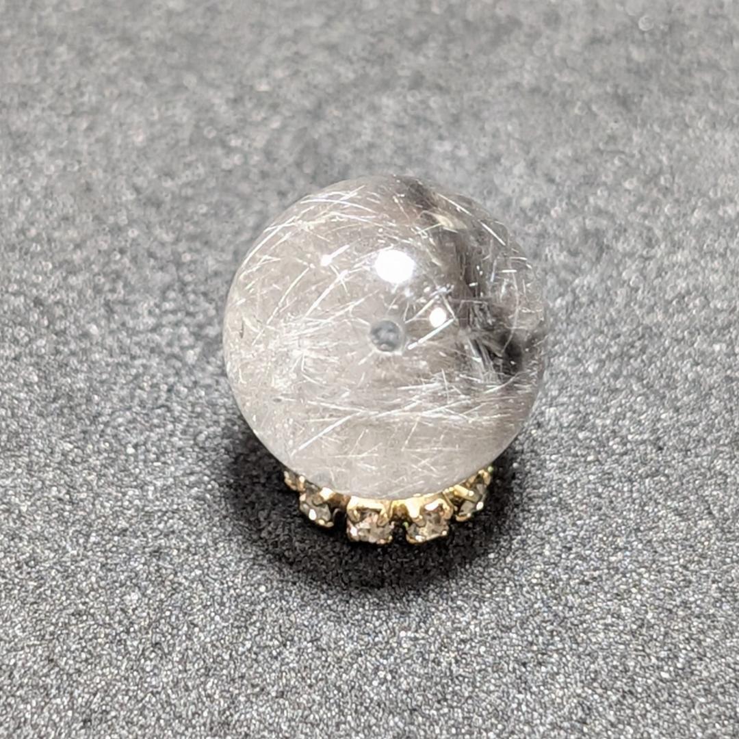 【美しすぎる1粒】プラチナルチルクォーツ 一点物 11ミリ 粒売り 貫通穴あり