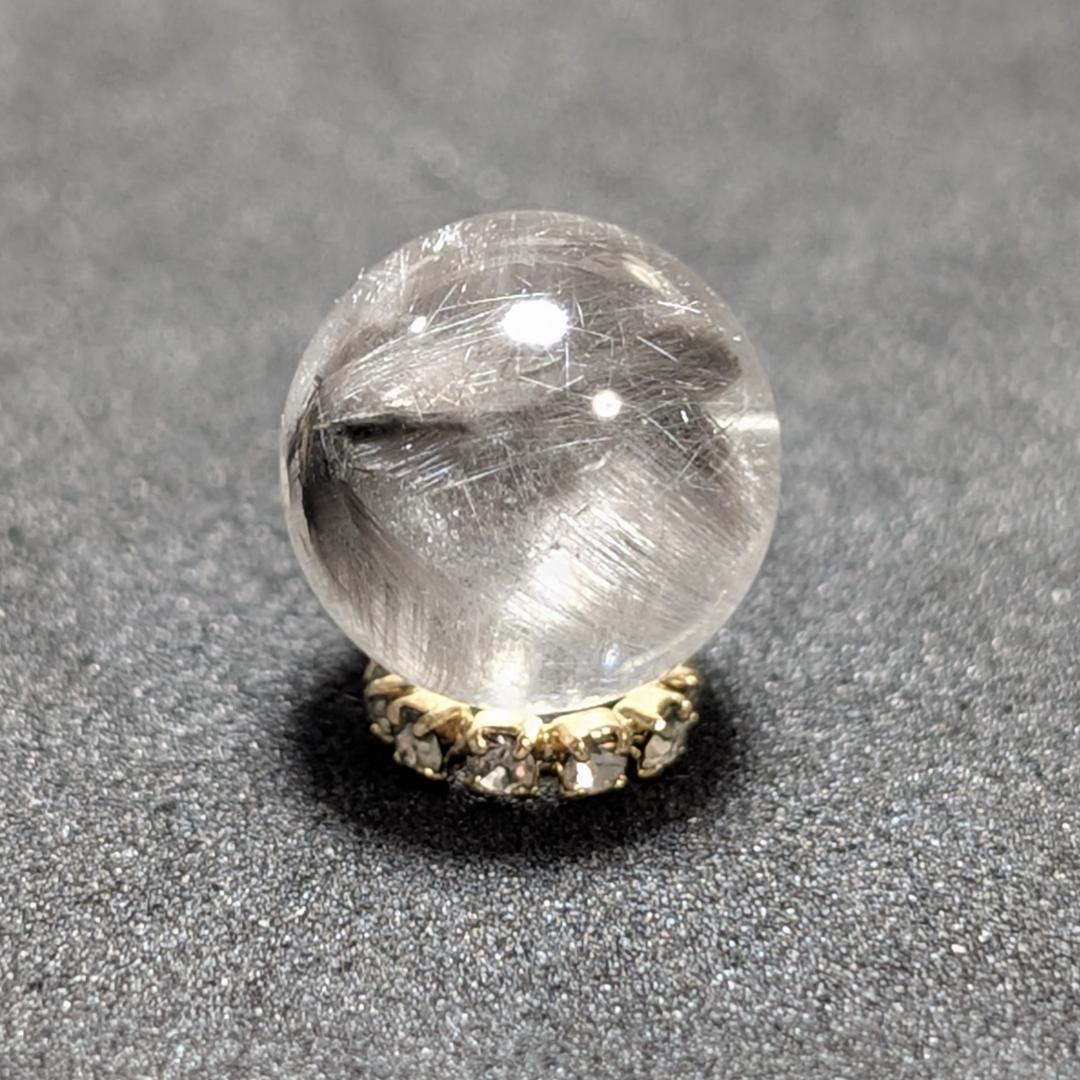 【美しすぎる1粒】プラチナルチルクォーツ 一点物 11ミリ 粒売り 貫通穴あり