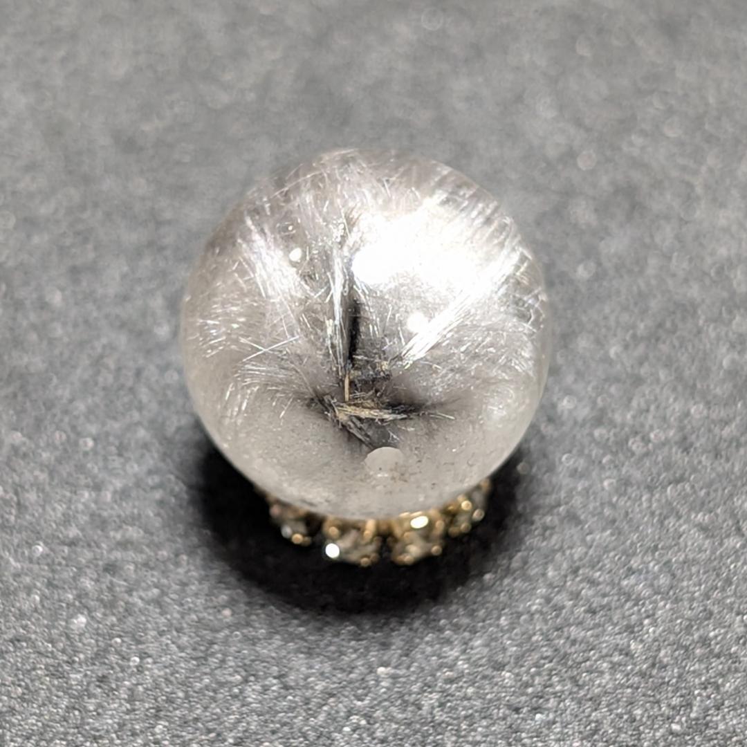 【美しすぎる1粒】プラチナルチルクォーツ 一点物 11ミリ 粒売り 貫通穴あり