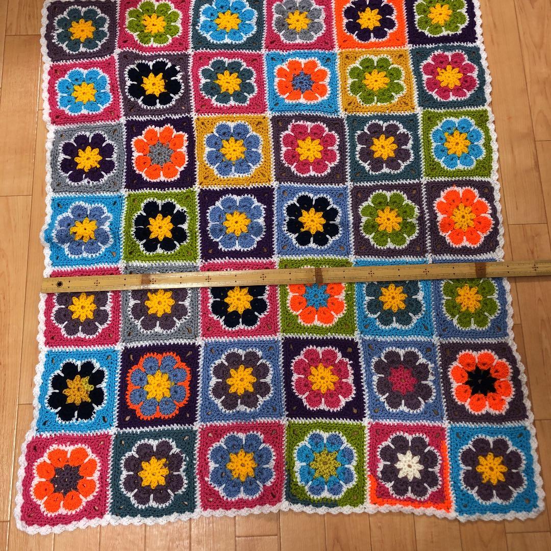 #ハンドメイド　#ブランケット　#モチーフ編み　#膝掛け