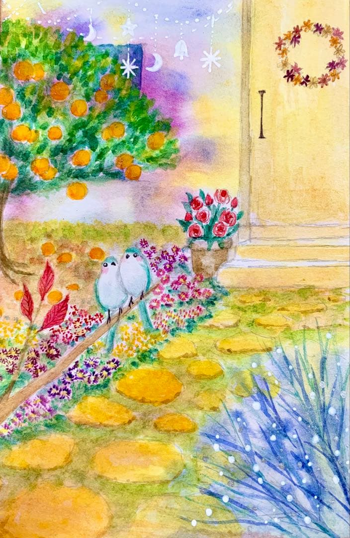 momorin水彩画セット：鳥と風景原画8枚＋複製品8枚