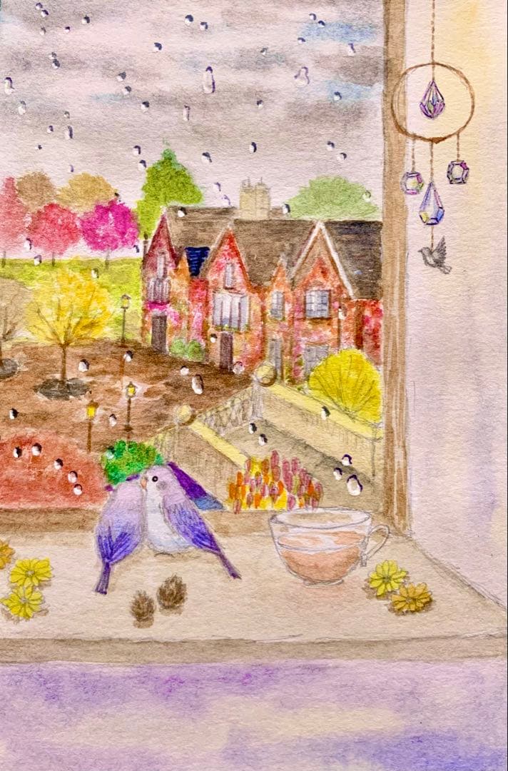 momorin水彩画セット：鳥と風景原画8枚＋複製品8枚