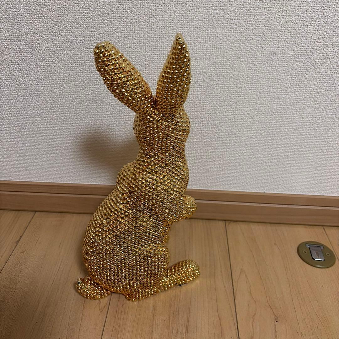金色ウサギの置物2体セット