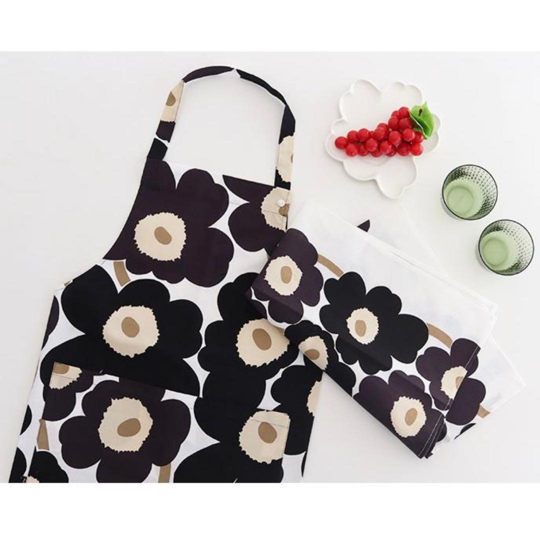 新品 marimekko Pieni Unikko エプロン ダークグレー