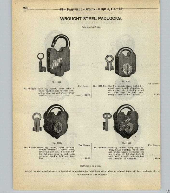 《p304》【１９０１年製】アメリカ WROUGHT社 アンティーク 南京錠