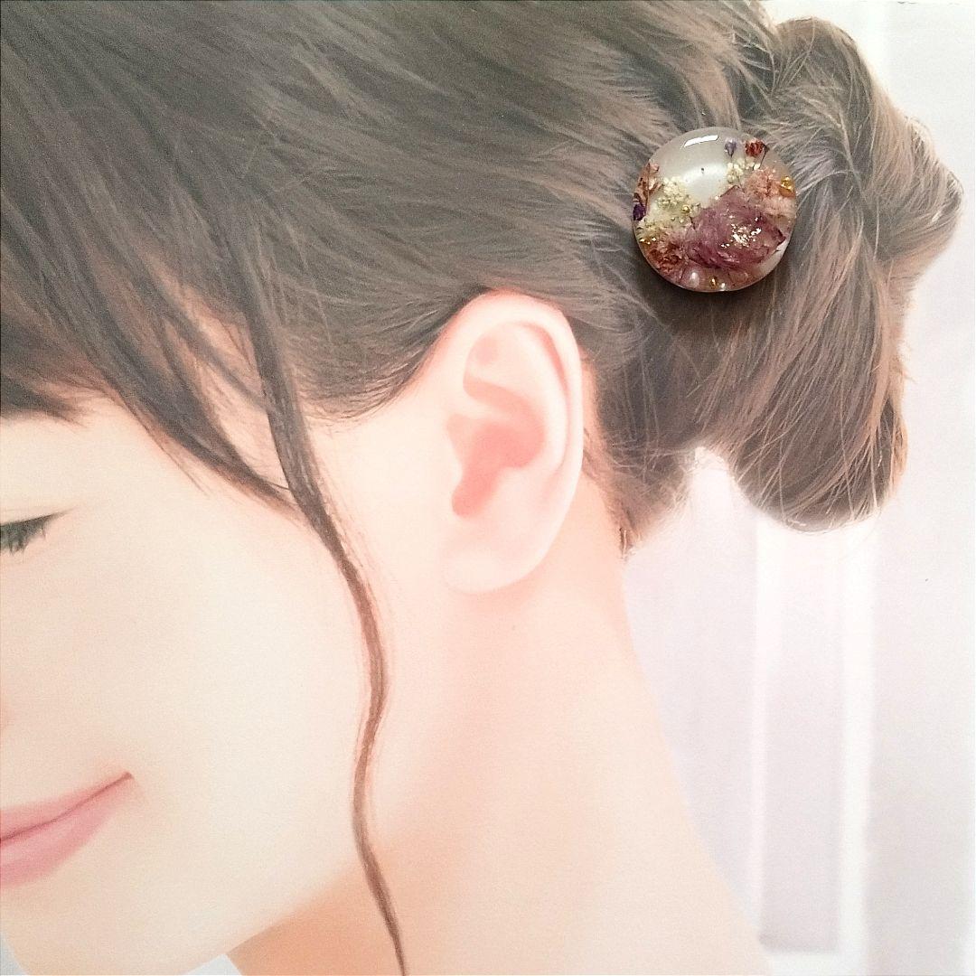 no.1735 レジン ヘアゴム ブローチ ポニーフック