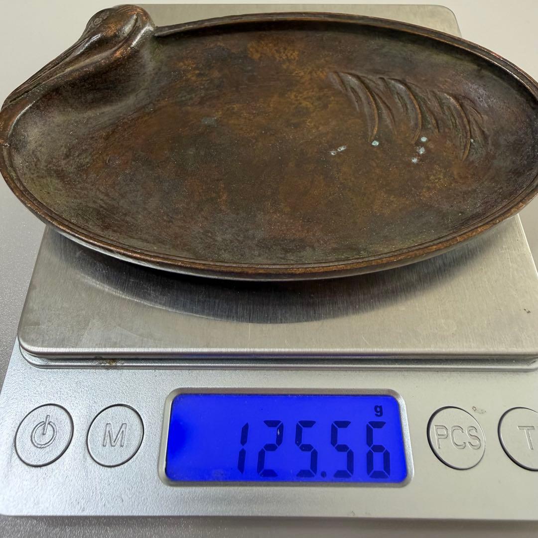 銅製 花形筆洗　鶴意匠 文房具