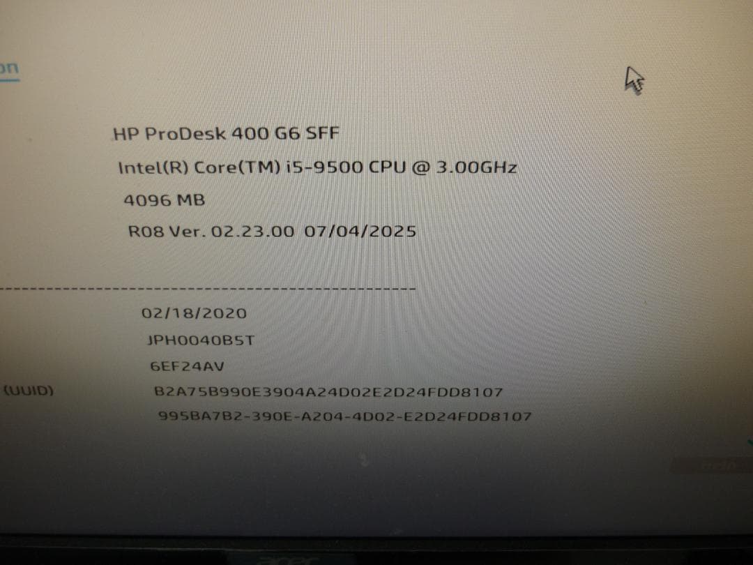 HP ProDesk 400 G6 第９世代 i5/メモリなし/HDDなし