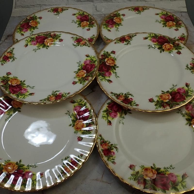 RU-6212　ロイヤル　アルバート　カントリーローズ　プレート　18㎝　6客。