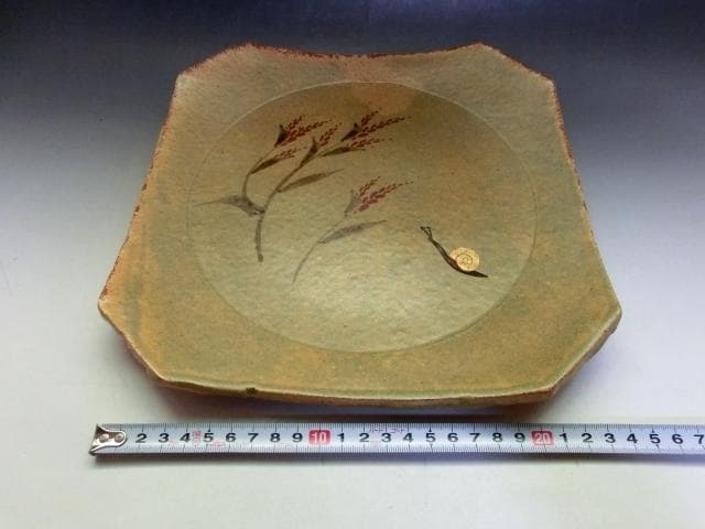 皿■蝸牛【番浦史郎】ばんうらしろう かたつむり 京焼 土物 清水焼 骨董品■