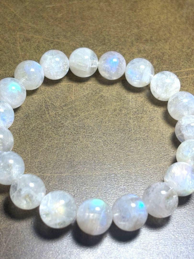 マダガスカル産　レインボームーンストーンブレス10㎜（新品未使用）希少サイズ