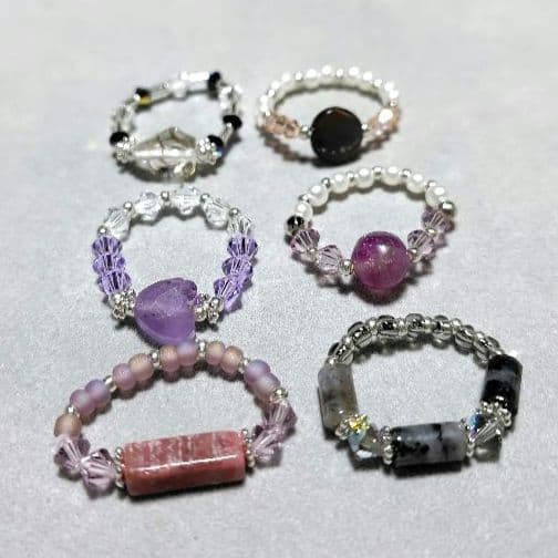 天然石　重ね付けリング　6点セット