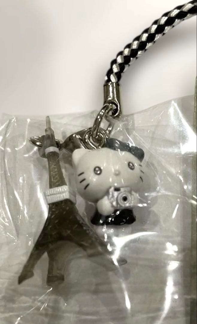 チ*王様 ハローキティ 根付 ストラップ　東京限定　モノクロバージョン2種