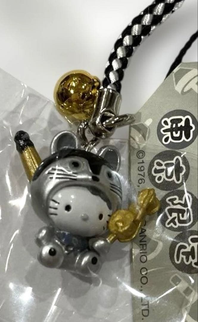 チ*王様 ハローキティ 根付 ストラップ　東京限定　モノクロバージョン2種
