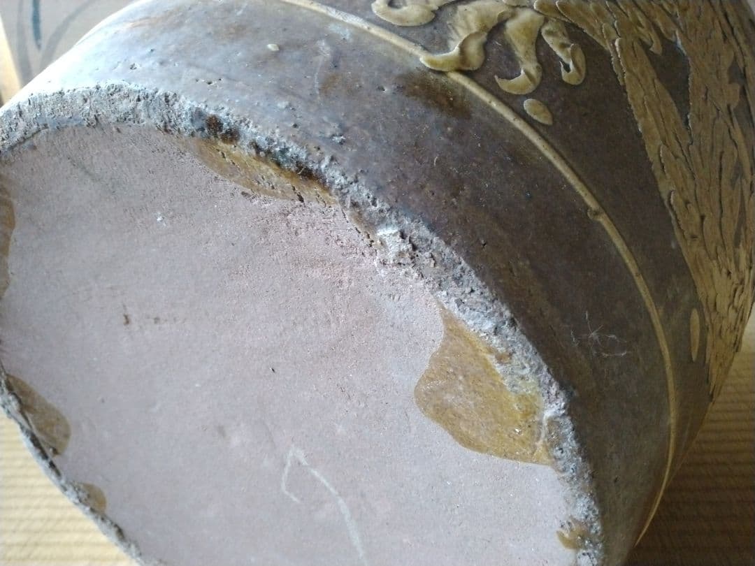 仕事がとても良いピータン壺　中国民芸　骨董　古美術　古壺　古玩　甕　置物飾り