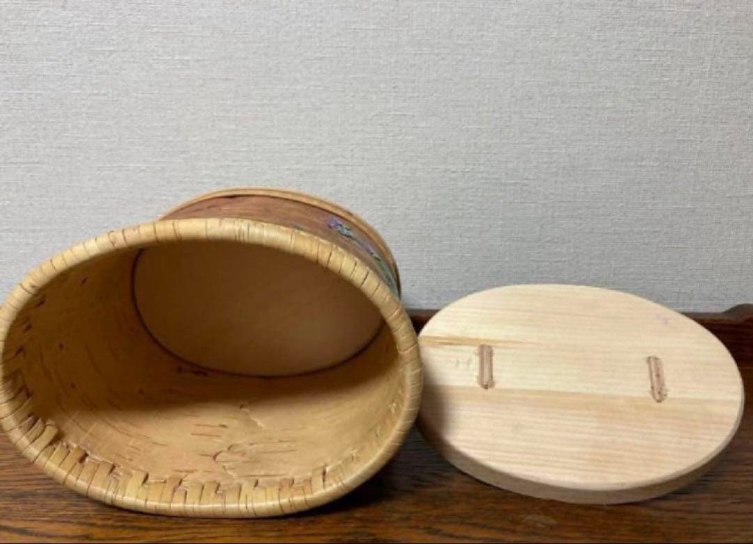 ロシア雑貨☆白樺工芸ベレスタ収納box ラズベリー&ブラックベリーマトリョーシカ