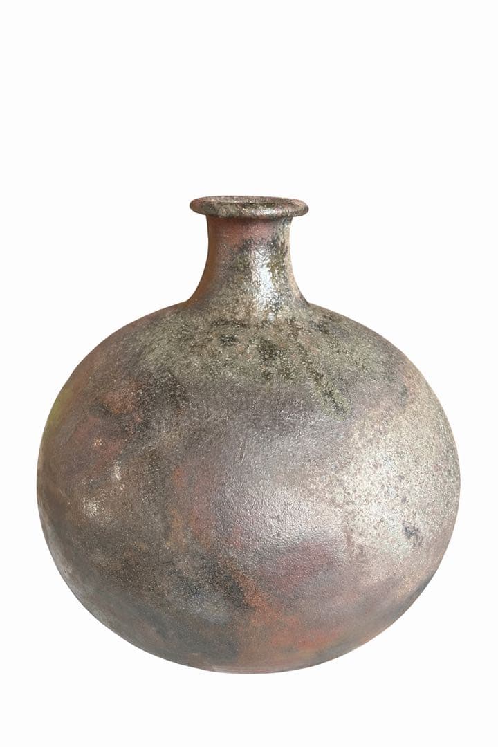 共箱付 炎変徳利 花瓶 清水久夫 備前焼 酒器 花入 窯変陶器