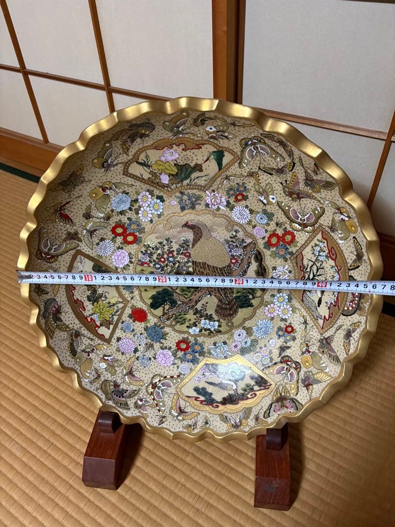 飾皿　木製の皿立て付き！