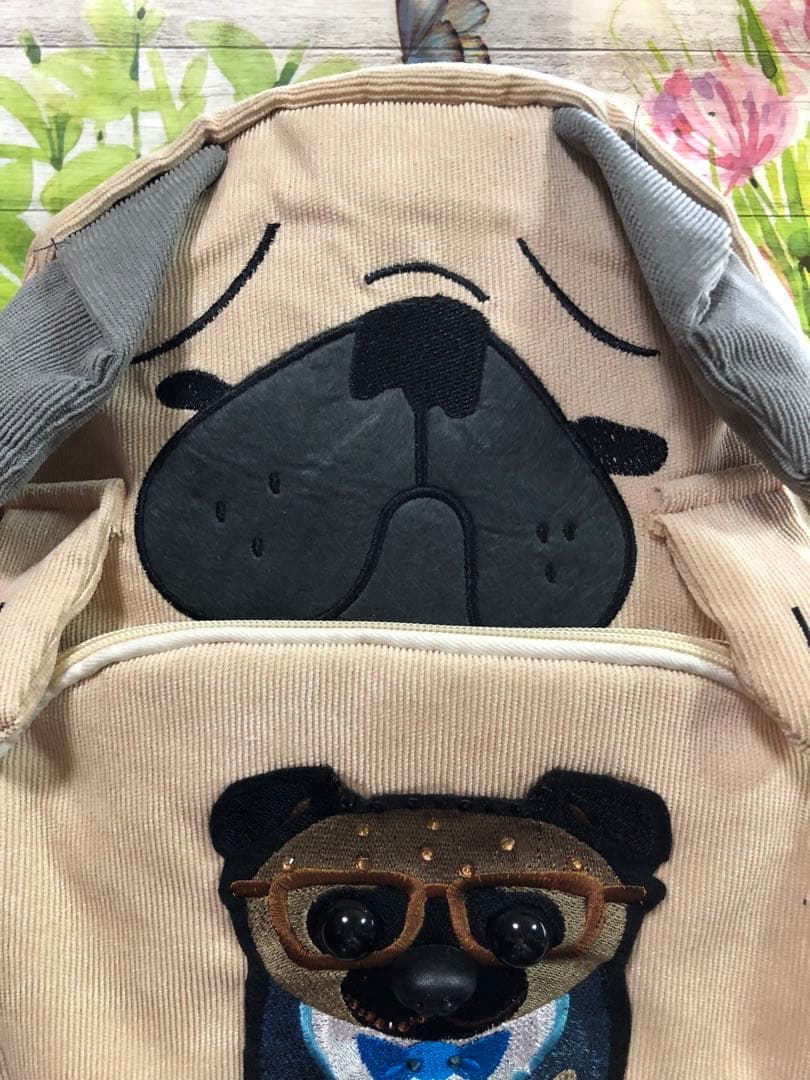 パグ刺繍　リュックサック