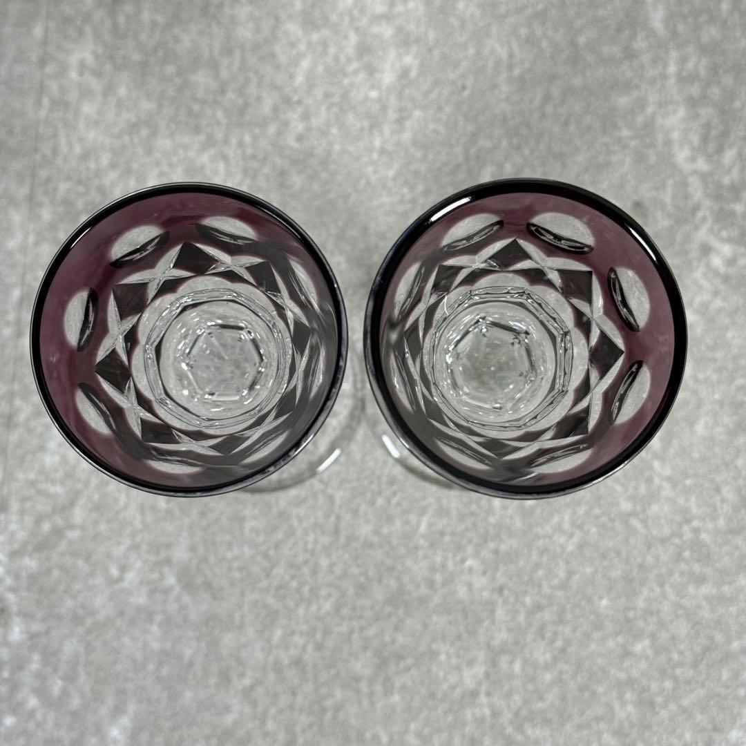 希少 FABERGÉ 高級 ハンドメイド クリスタルガラス 紫 グラス ペア