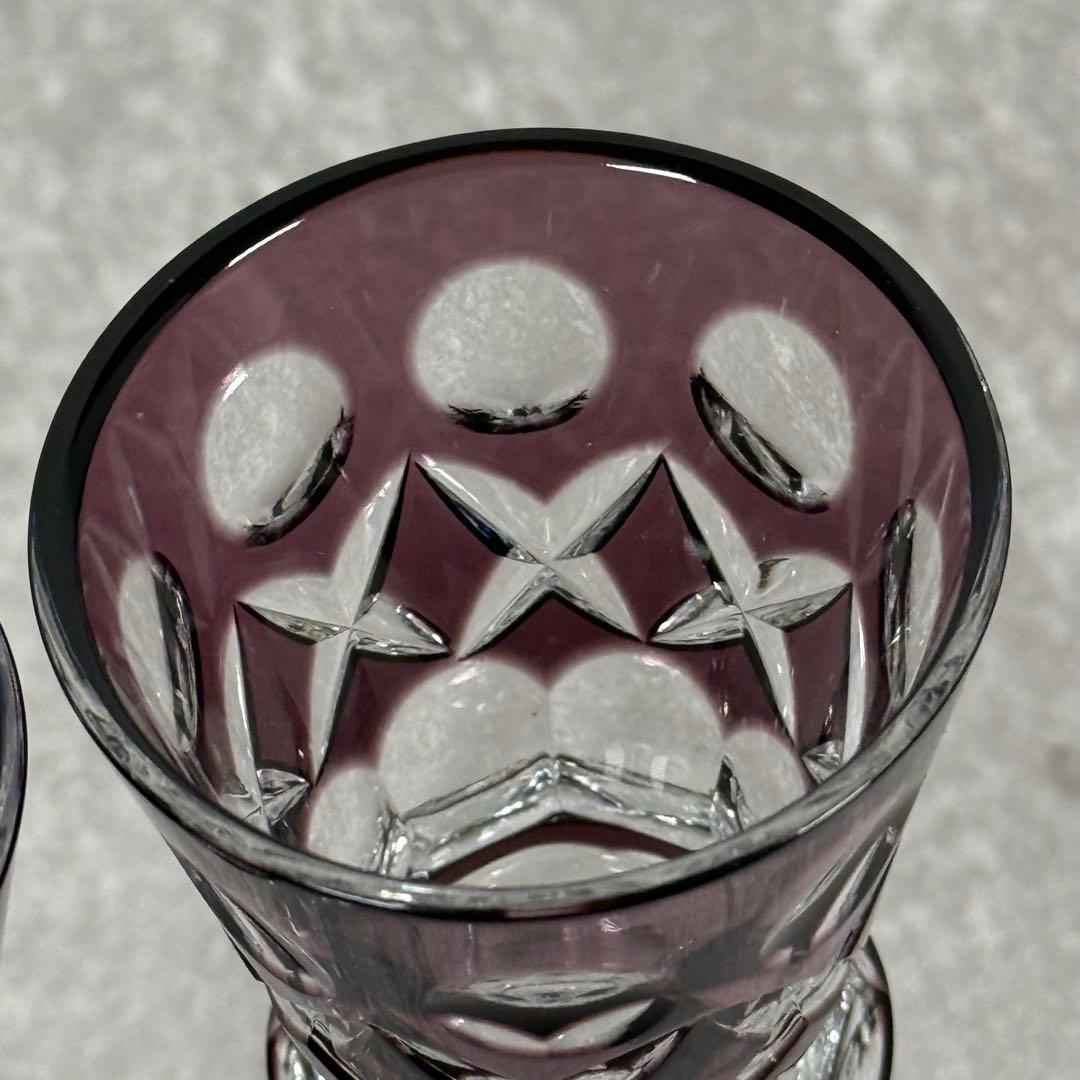 希少 FABERGÉ 高級 ハンドメイド クリスタルガラス 紫 グラス ペア