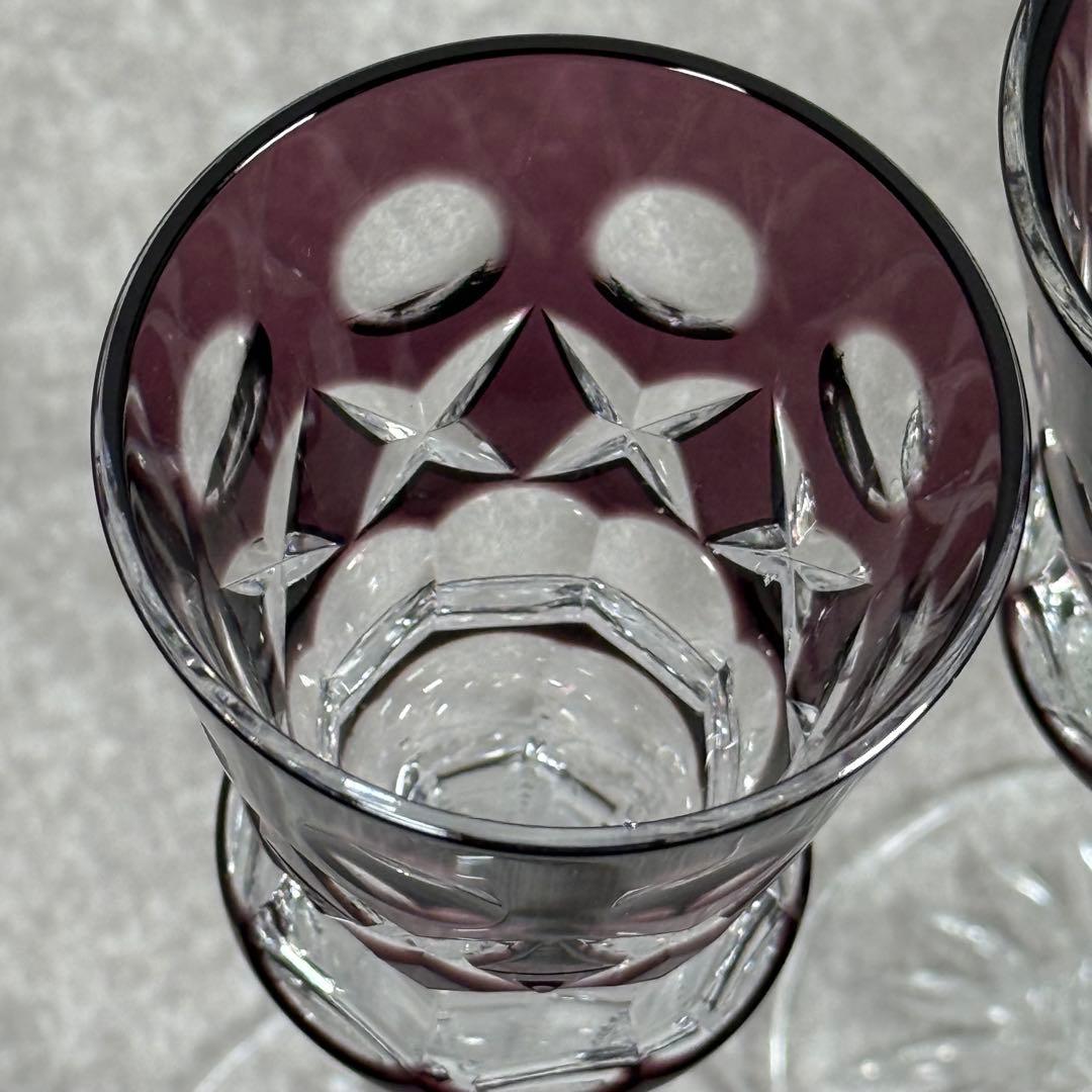 希少 FABERGÉ 高級 ハンドメイド クリスタルガラス 紫 グラス ペア