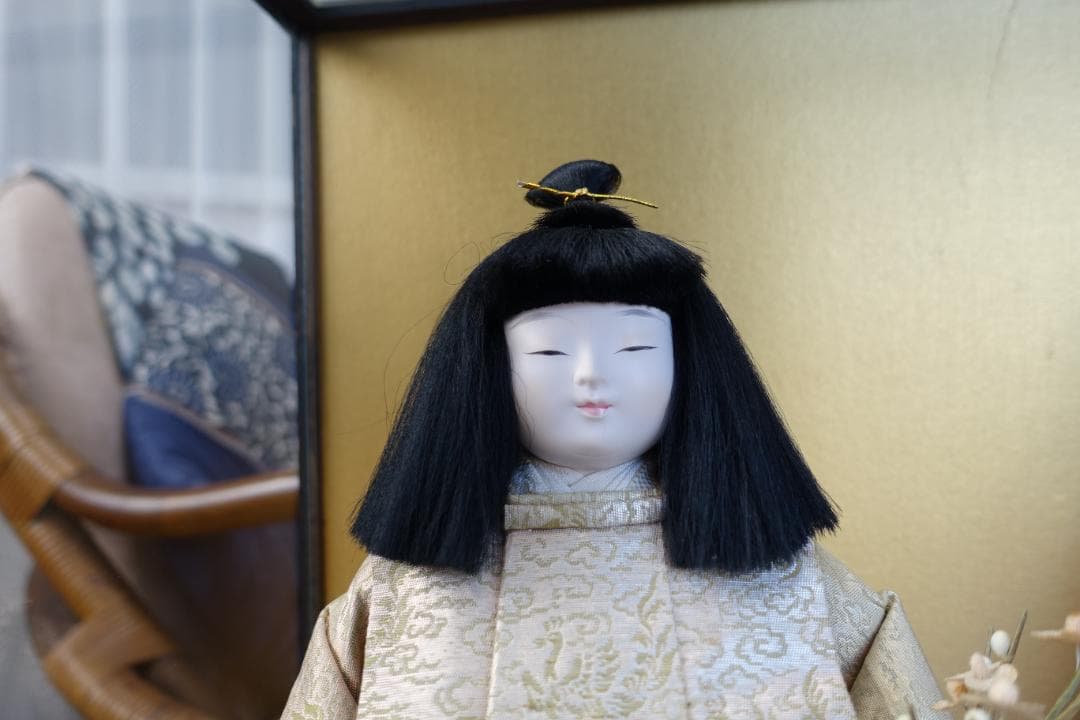 市松人形　男女ガラスケース入り　横５６㎝　縦　３１㎝　高さ４０㎝