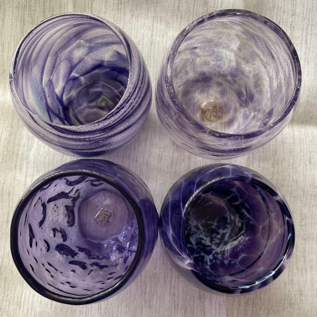 琉球ガラス　グラス4個セット　パープル