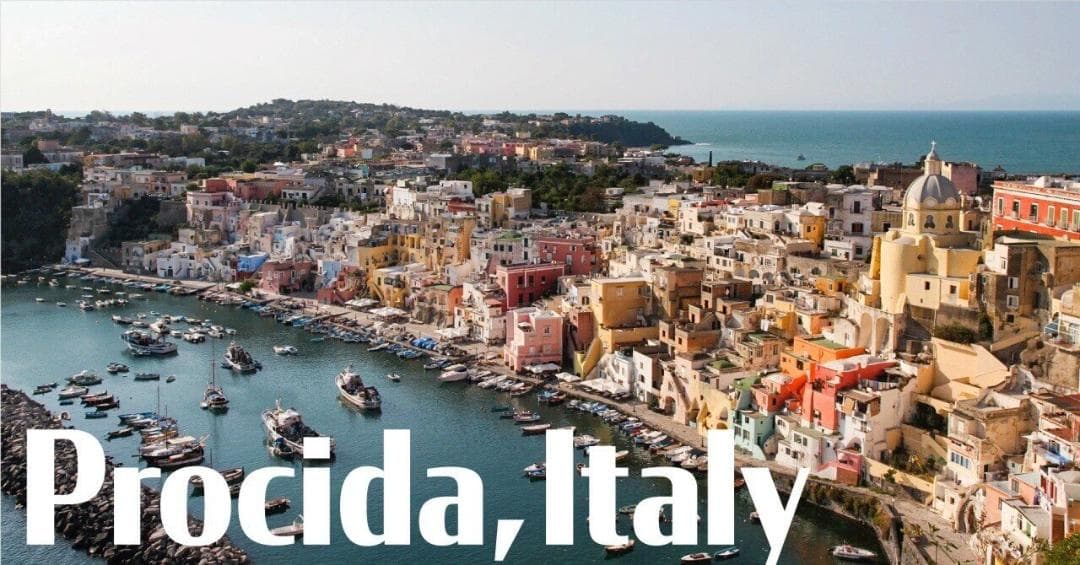 自作絵イタリア ブローチタ島　港の営み