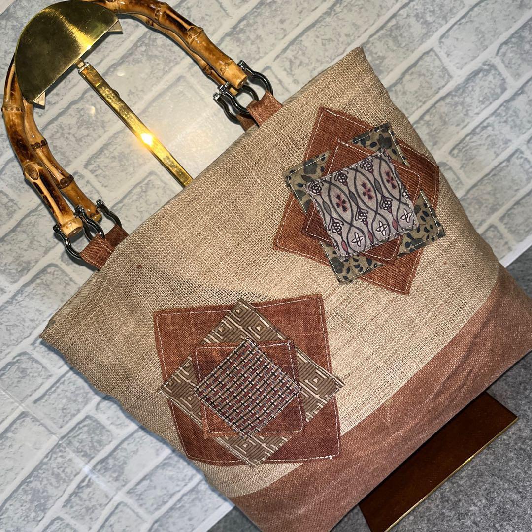 小さめ麻.酒袋.大正更紗bag③ 一点物♡鞄♡オリジナル♡プレゼント♡ギフト