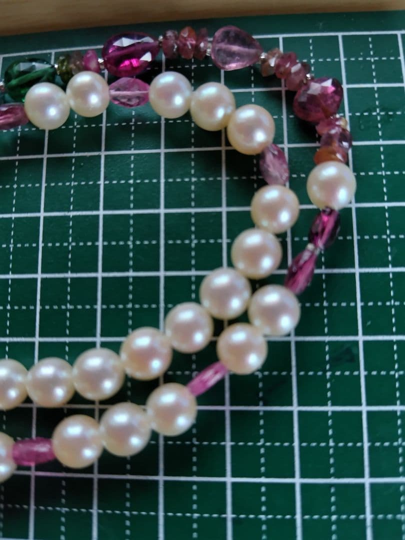 アコヤ真珠と、各種トルマリンの、3WAYネックレス