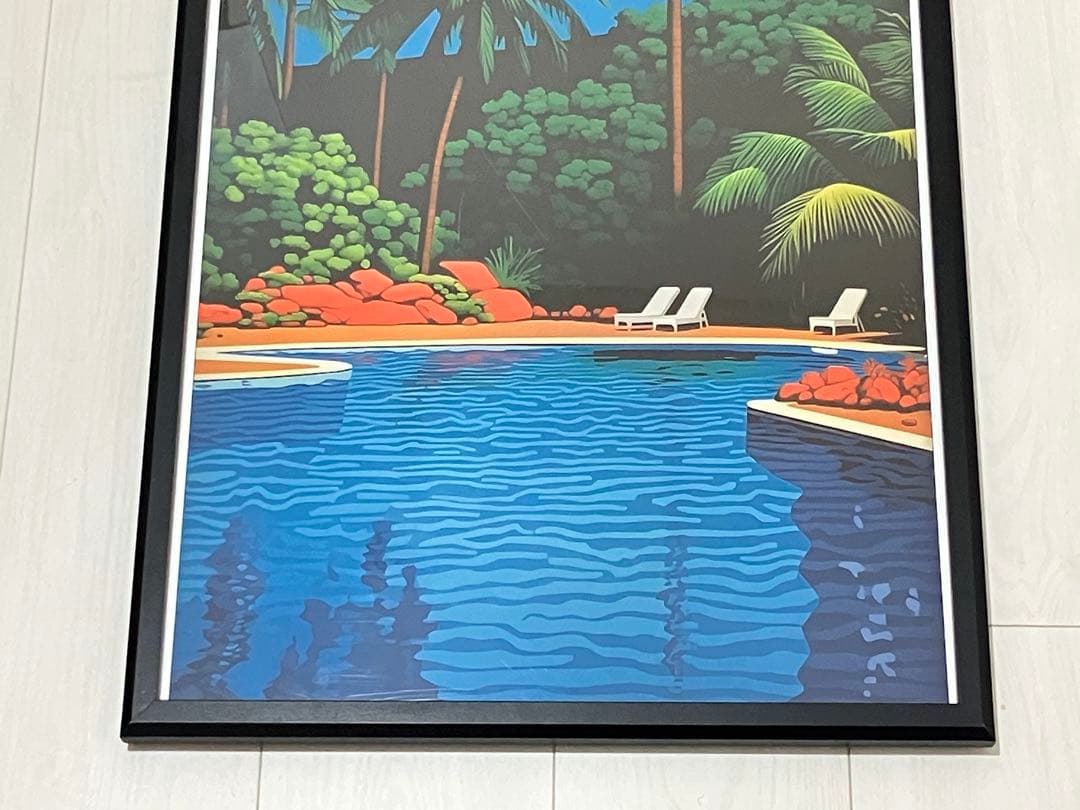 【額縁付き】 永井博（Hiroshi Nagai） A2ポスター　プール