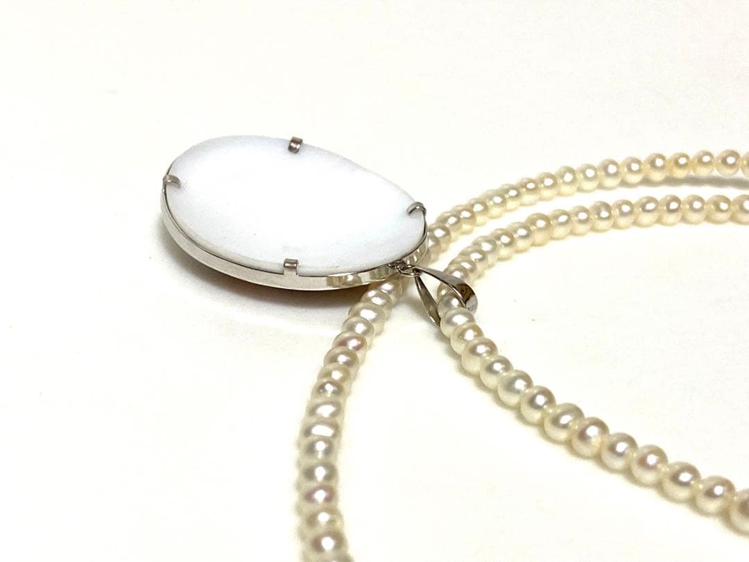 K18WG  ベビーパール　ふくろう　ネックレス　真珠