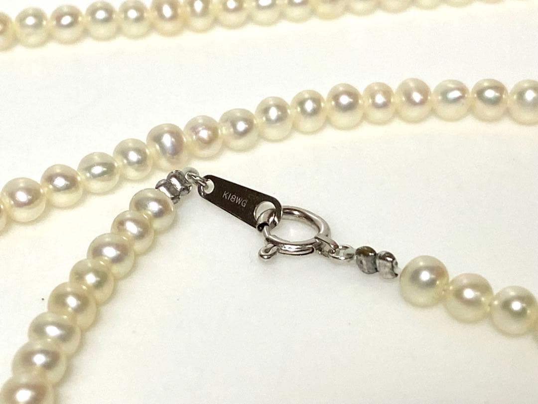 K18WG  ベビーパール　ふくろう　ネックレス　真珠