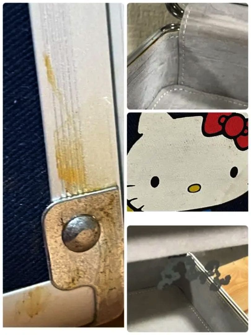 テ三段ま中　レトロキティ　持ち手付き缶トランクス　ミラー付き収納ケースボックス