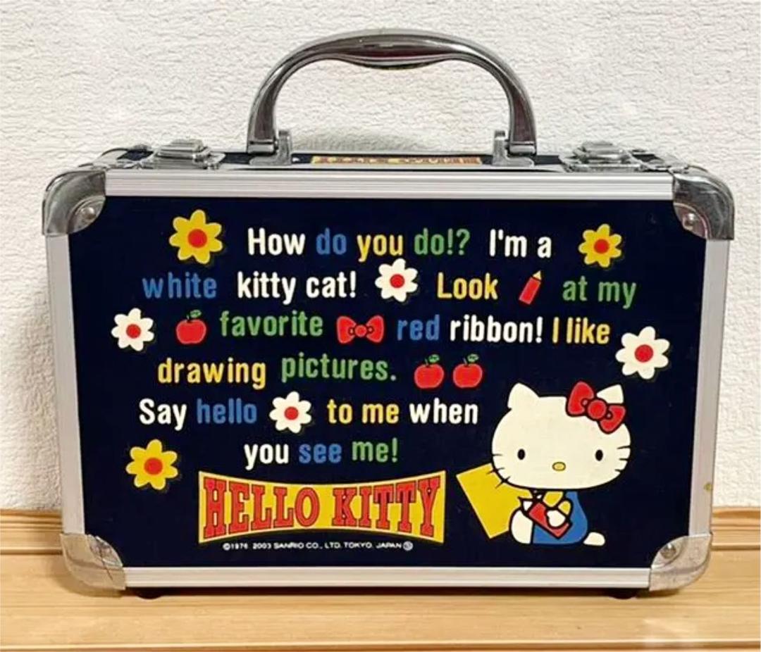 テ三段ま中　レトロキティ　持ち手付き缶トランクス　ミラー付き収納ケースボックス