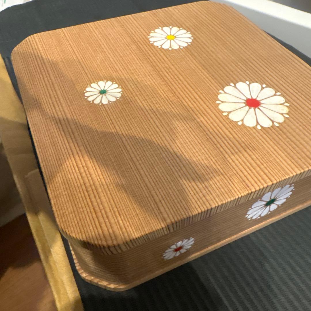 未使用　博多曲物　玉樹　菓子盆　杉　工芸品　白菊