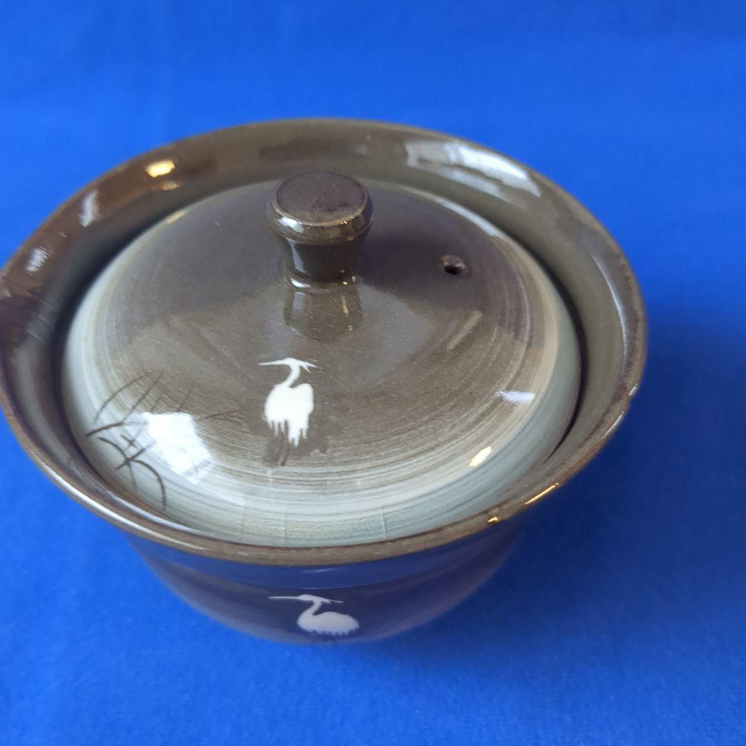 臥牛窯 現川焼 茶器セット 無形文化財指定　十三代横石臥牛　刷毛白鷺図