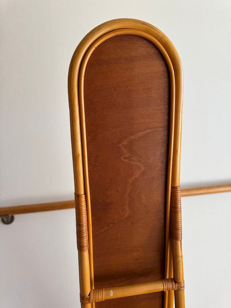 ラタンフレーム 回転式 スタンドミラー 姿見鏡 全身鏡 回転鏡 回転ミラー