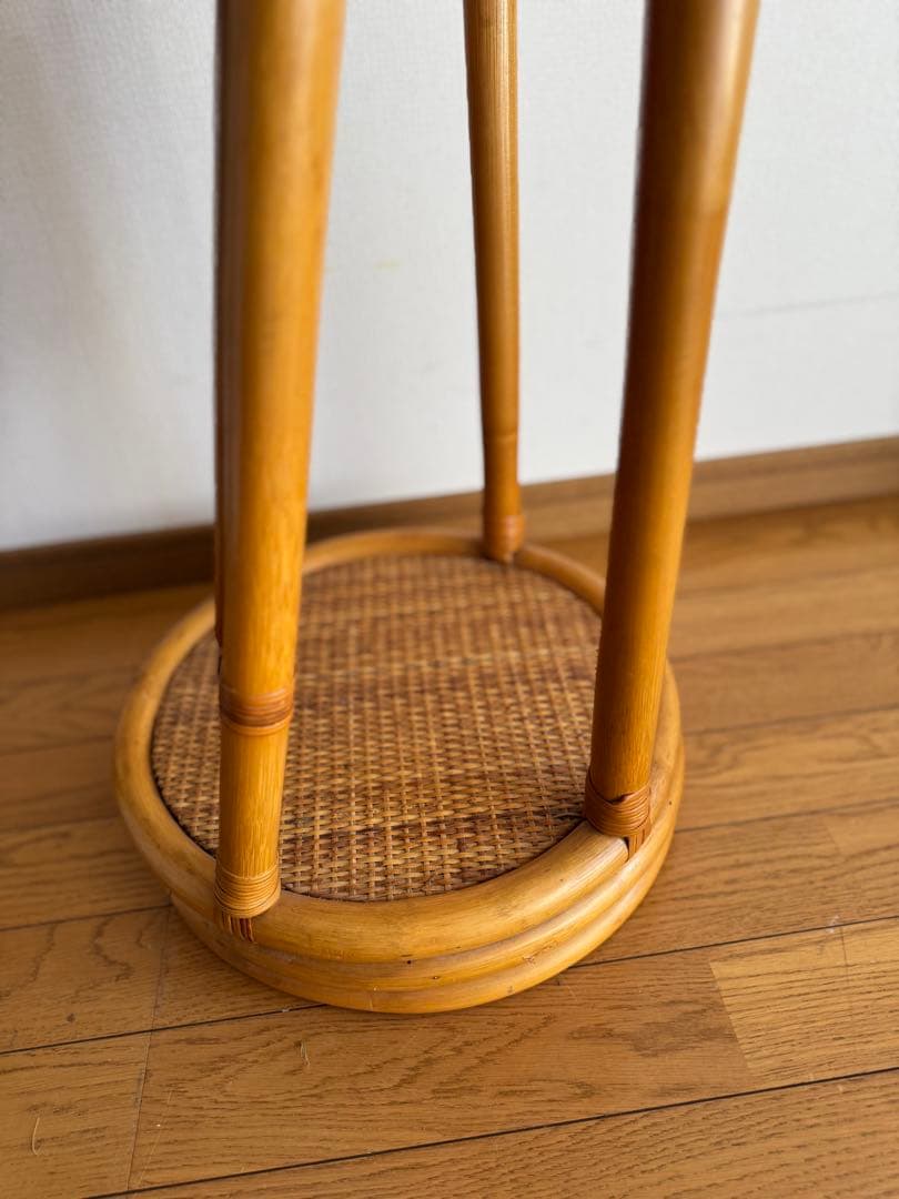 ラタンフレーム 回転式 スタンドミラー 姿見鏡 全身鏡 回転鏡 回転ミラー