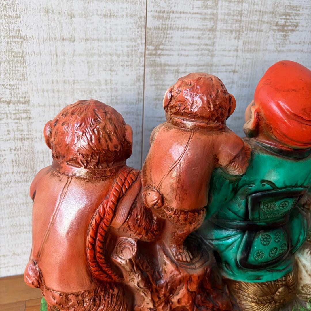 【アンティーク】陶器製 常滑焼 大黒天様 猿 オブジェ 置物 金運 縁起物