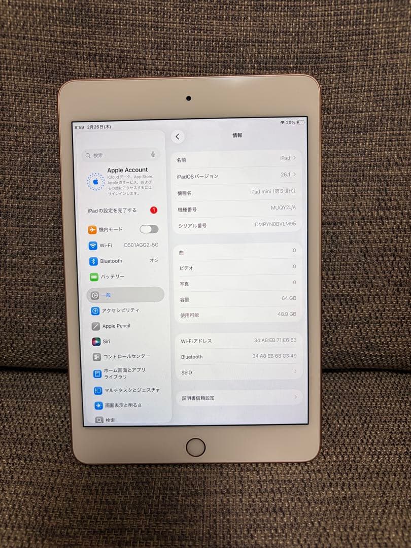 Apple iPad mini (第5世代) 64GB ピンクゴールド