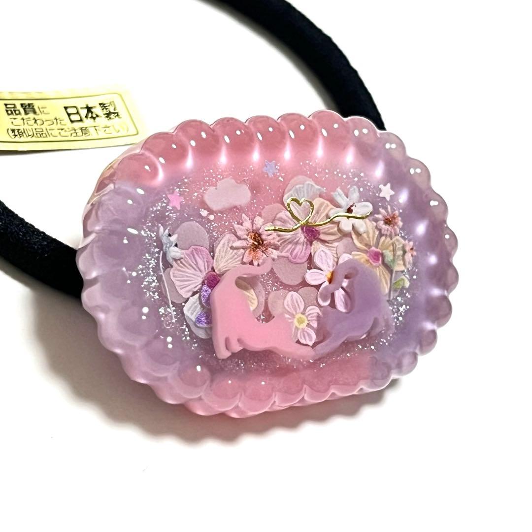 カヤ　☪︎⋆☽様お取り置きです。Ｎｏ．382 猫 レジン オーバル ヘアゴム
