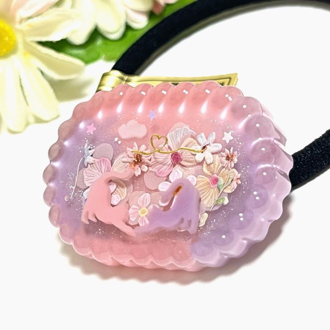 カヤ　☪︎⋆☽様お取り置きです。Ｎｏ．382 猫 レジン オーバル ヘアゴム