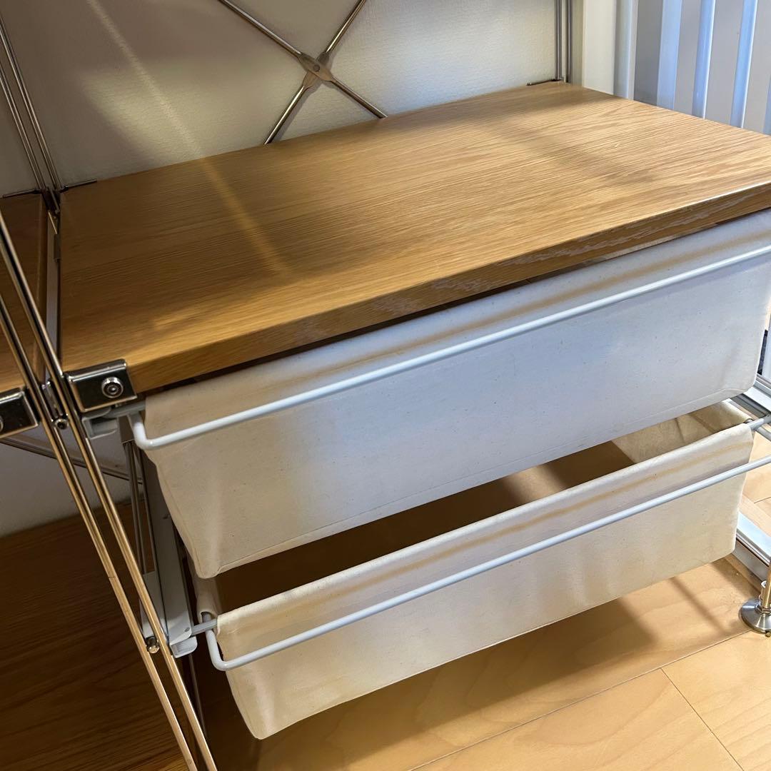 無印良品　ステンレスユニットシェルフ　オーク材棚　ワイド小＋追加棚