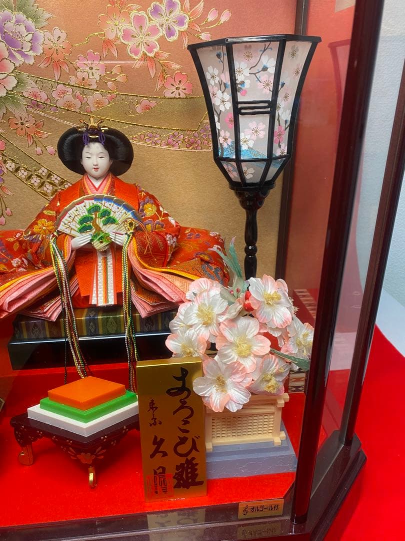 東京久月　雛人形オルゴール付親王ケース飾り・間口約６３×奥行約２９×高さ約４５㎝