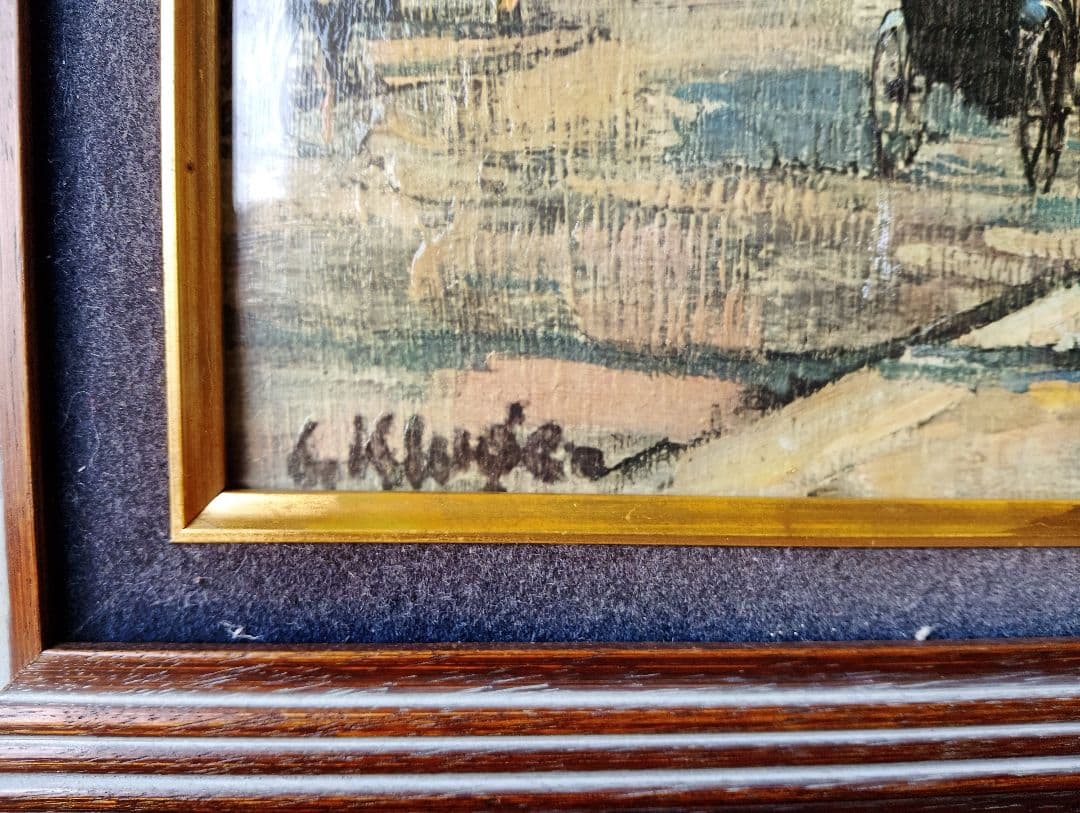 ヨーロッパ街並み風 風景画 油彩風 絵画 額装 アート インテリア