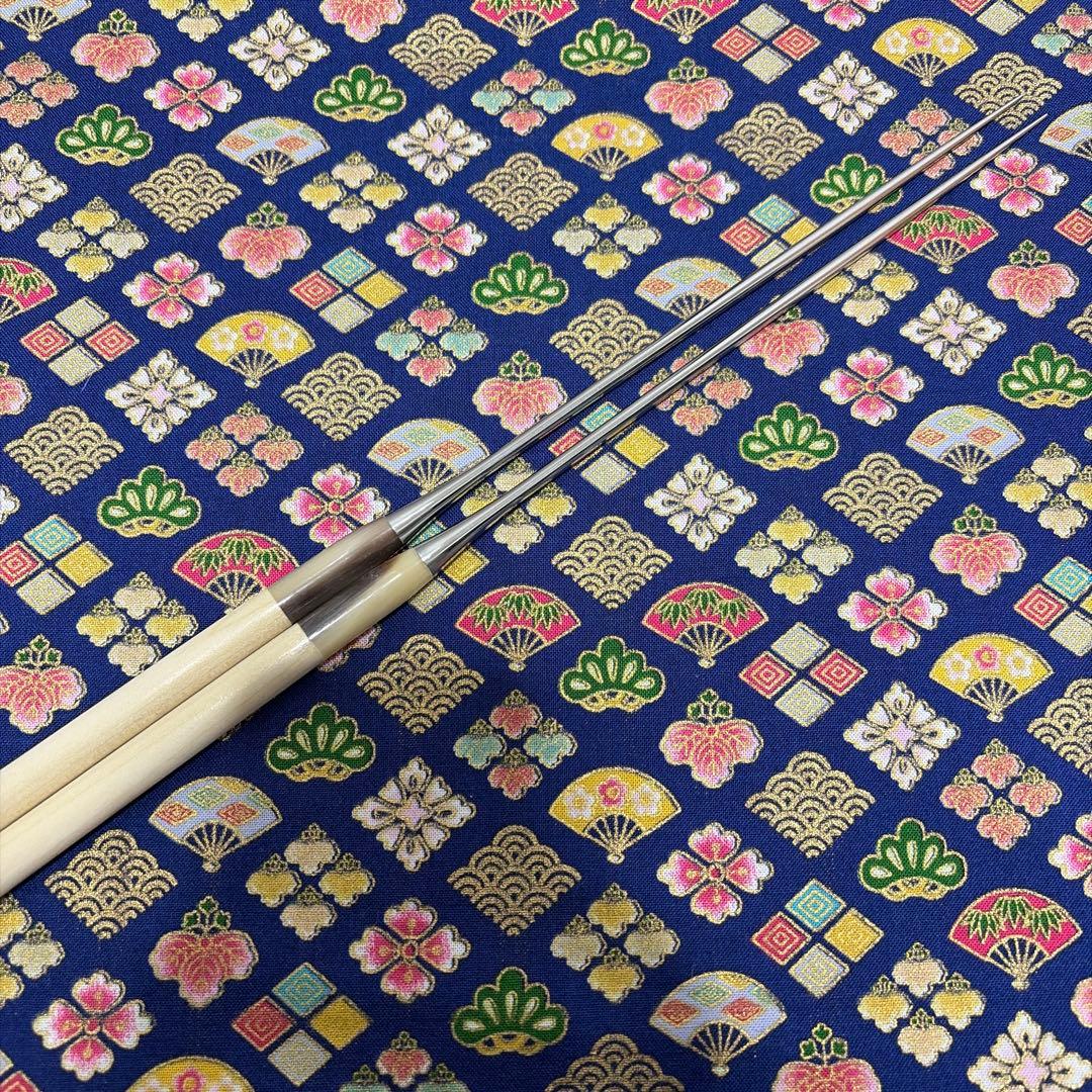 プロ用 ステンレス盛箸180mm 白茶水牛柄